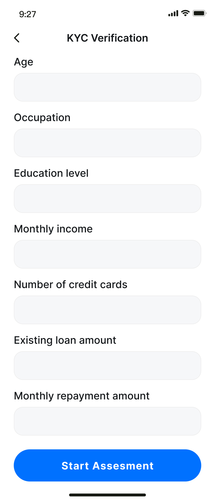 KYC verification form